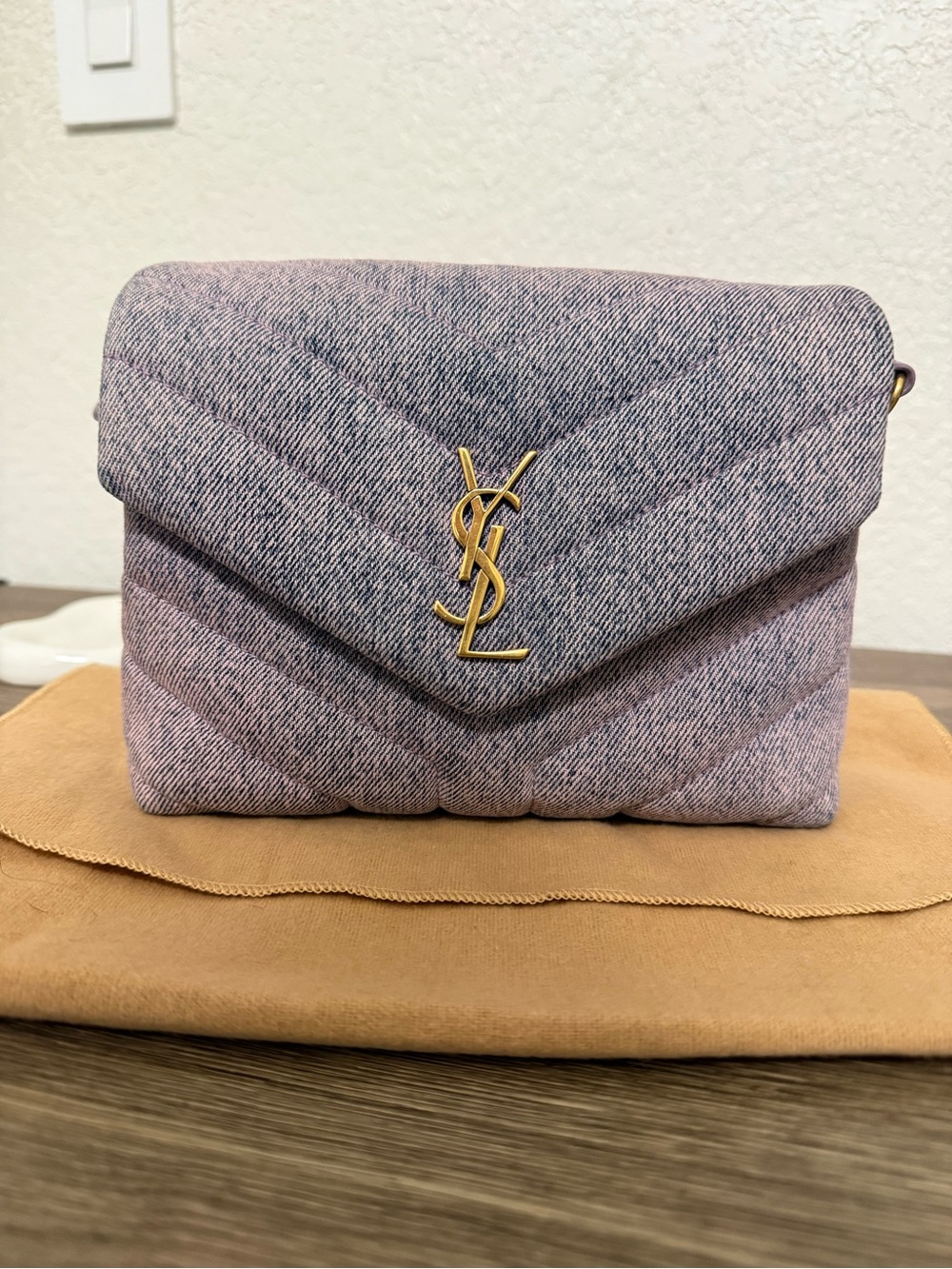 Saint Laurent Quilted Purple Denim LouLou